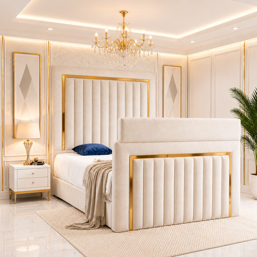 New golden panel bed - tv, frame