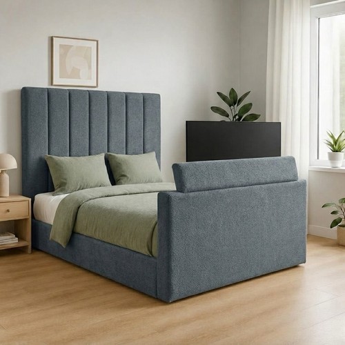 Velvet bed frame ottoman - bed,