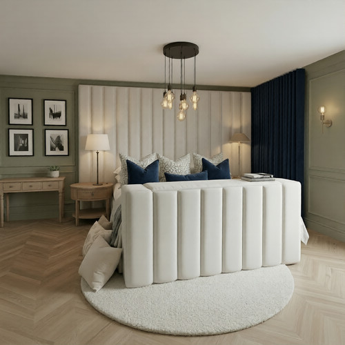 Hotel style panelled bed - hotel, tv