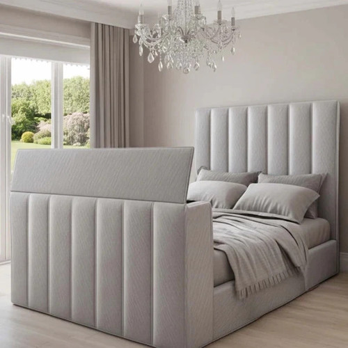 Panel upholstered bed frame - panel, tv