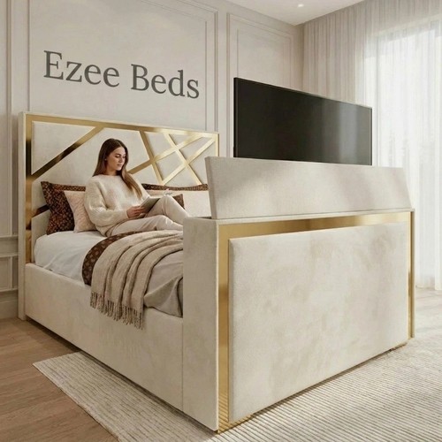 Gold star upholstered bed - star, tv