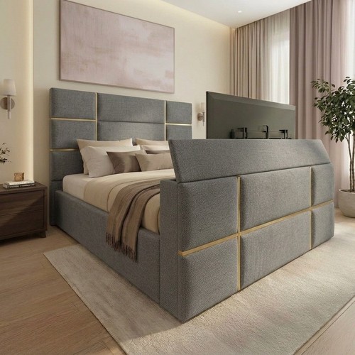 Gold strip cubed upholstered - gold,