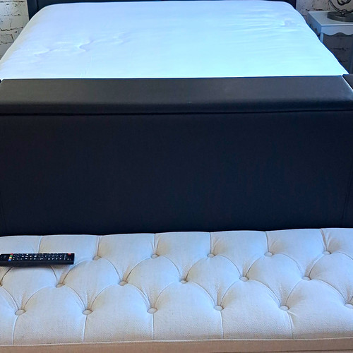 Black faux leather double - double, tv